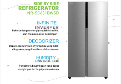 PANASONIC KULKAS SIDE BY SIDE REFRIGERATOR NRSC631BWSD