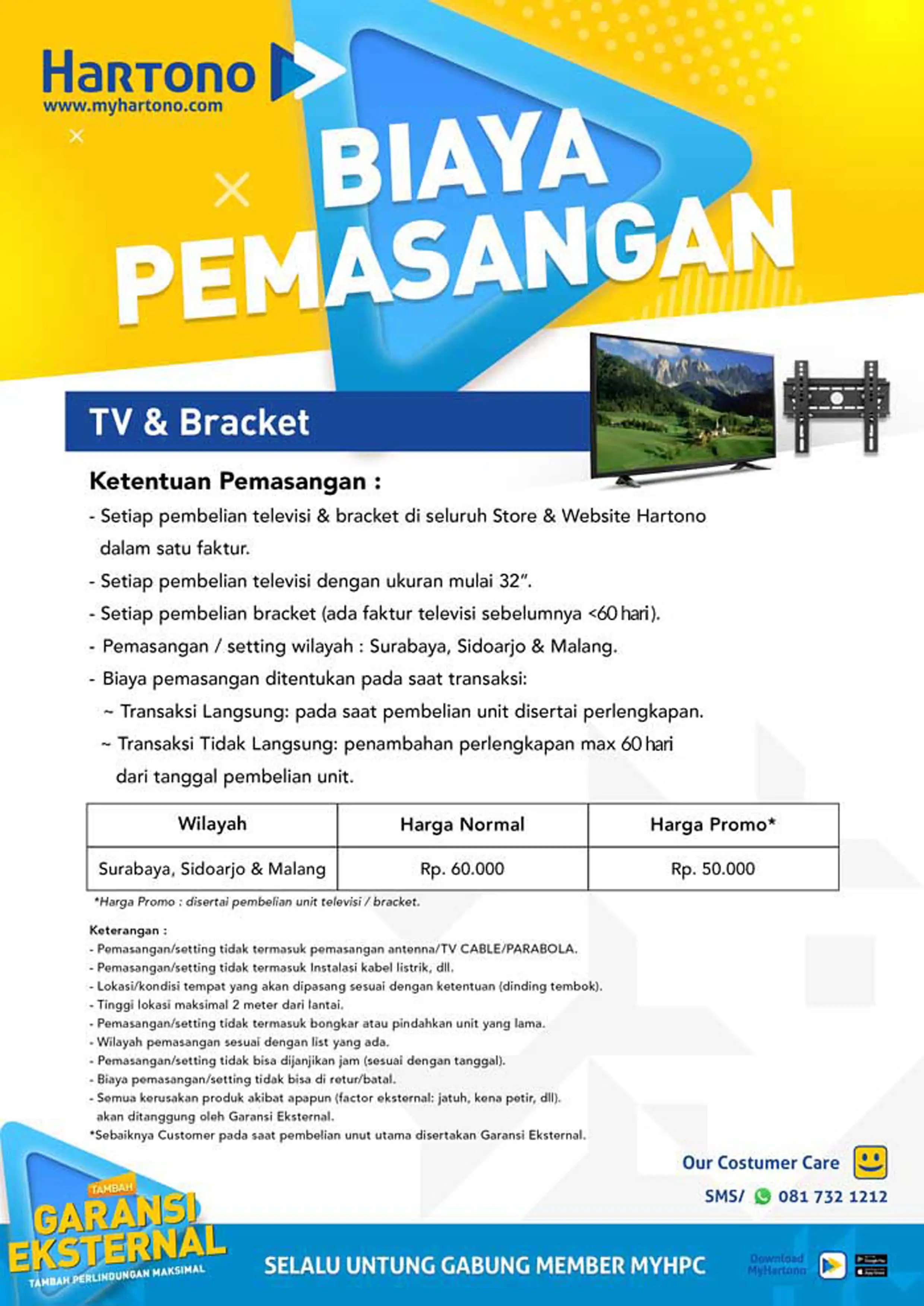 Daftar Biaya Pasang Bracket TV