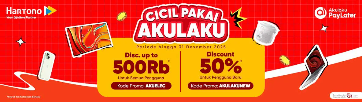 Belanja elektronik online di myhartono bisa cicil pakai Akulaku 