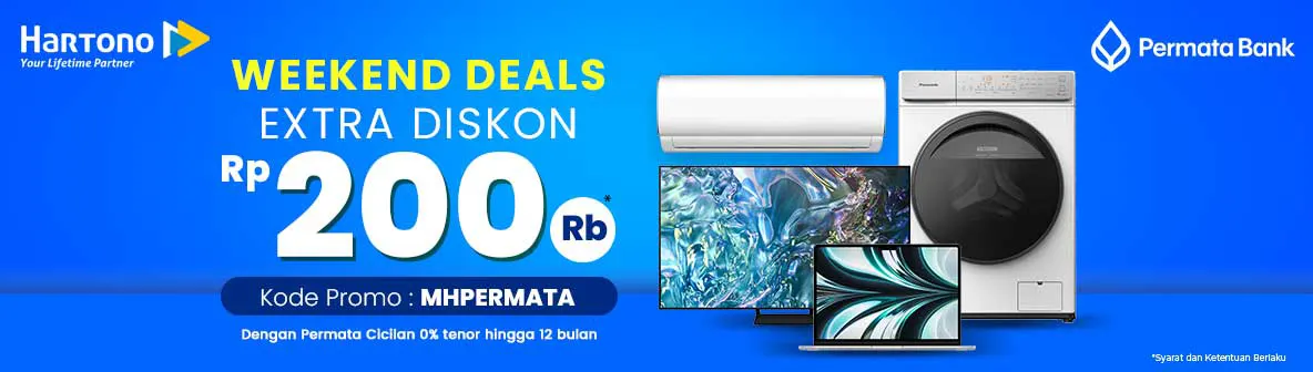 Promo Weekend Deals Ekstra Diskon 200 ribu dengan Kartu Kredit PermataBank Cicilan 0% tenor hingga 12 bulan