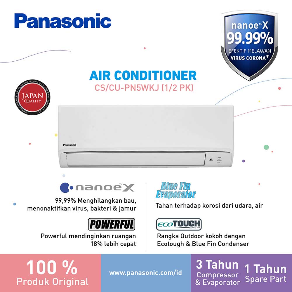 PANASONIC 1/2 PK AC SPLIT AIR CONDITIONER DELUXE NON INVERTER CSPN5WKJ