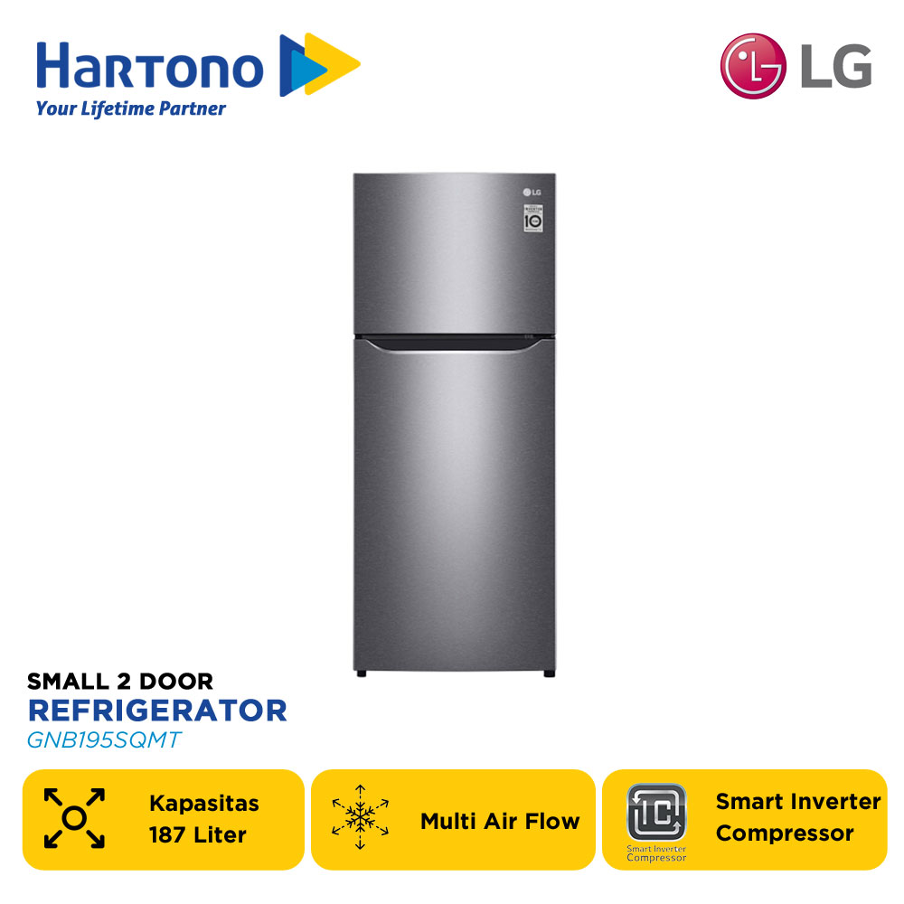 LG KULKAS 2 PINTU KECIL 202L Smart Inverter Compressor Small 2 Door Refrigerator GNB195SQMT