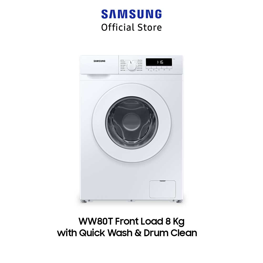 Samsung Mesin Cuci Front Loading 8 Kg Quick Wash 18", Digital Inverter Technology, Drum Clean - WW80T3040WW/SE
