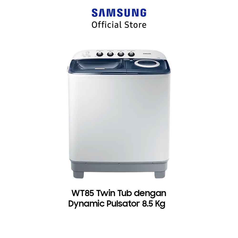 Samsung Mesin Cuci 2 Tabung 8.5 Kg With Air Turbo Drying System & Double Storm Pulsator - WT85H3210MB