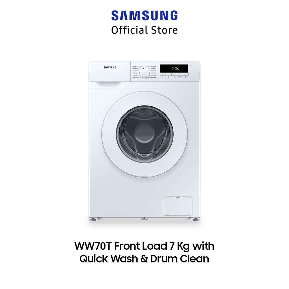 Samsung Mesin Cuci Front Loading 7 Kg Quick Wash 18", Digital Inverter Technology, Drum Clean - WW70T3020WW/SE