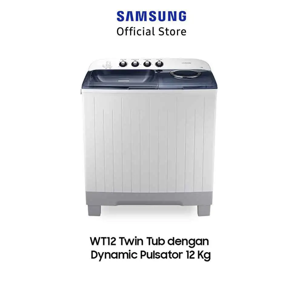 Samsung Mesin Cuci 2 Tabung Semi Auto Washer 12 KG Dengan Air Turbo Spin - WT12J4200MB