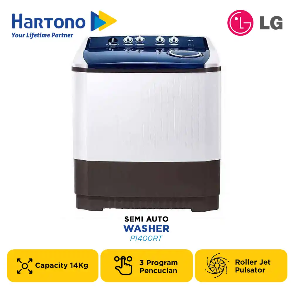 LG MESIN CUCI 2 TABUNG SEMI AUTO WASHER 14kg Punch +3 P1400RT