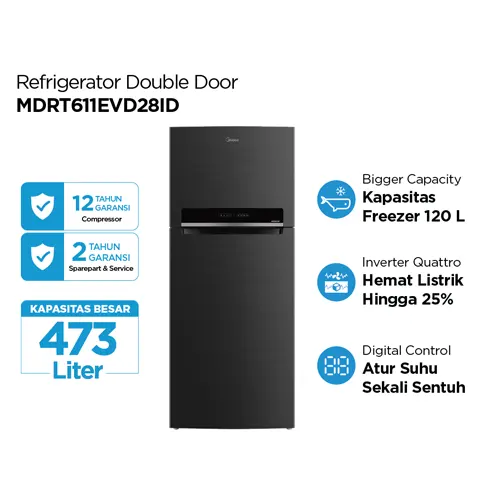 MIDEA KULKAS EVEREST 2 PINTU BESAR BIG 2 DOOR REFRIGERATOR 473L MDRT611EVD28ID