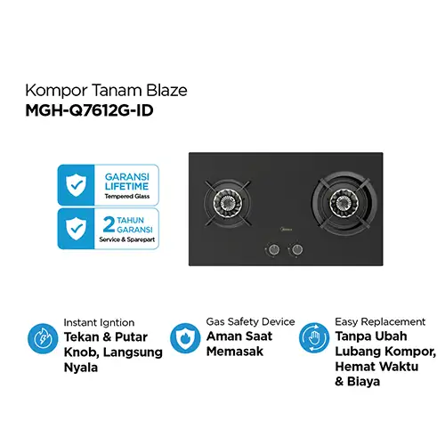 MIDEA KOMPOR TANAM BLAZE BUILT IN HOB MGH-Q7612G-ID
