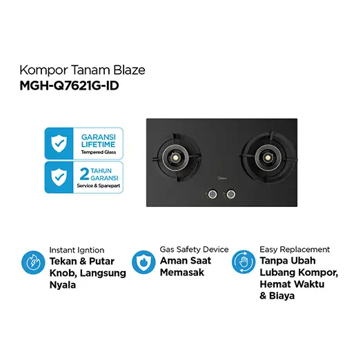 MIDEA KOMPOR TANAM BLAZE BUILT IN HOB MGH-Q7621G-ID