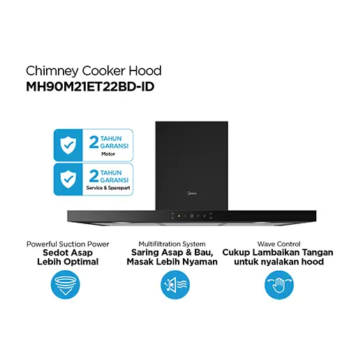 MIDEA TUDUNG HISAP ASAP CHIMNEY WALL HOOD MH90M21ET22BD-ID