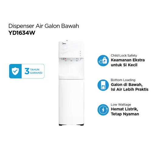 MIDEA DISPENSER AIR BERDIRI GALON BAWAH STANDING DISPENSER YD1634W