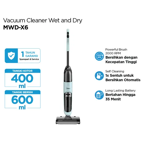 MIDEA UPRIGHT VACUUM CLEANER CORDLESS 2 IN 1 MWD-X6