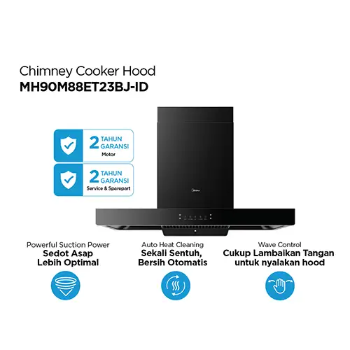 MIDEA TUDUNG HISAP ASAP CHIMNEY WALL HOOD MH90M88ET23BJ-ID