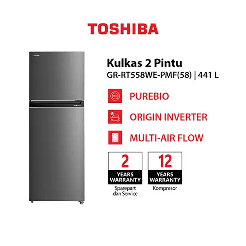TOSHIBA KULKAS 2 PINTU BESAR BIG 2 DOOR REFRIGERATOR INVERTER GR-RT558WE-PMF(58)