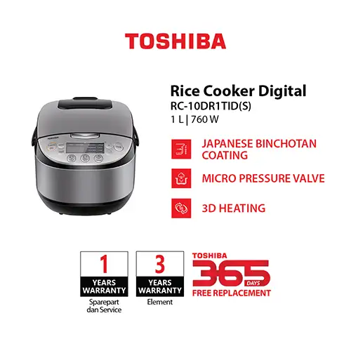TOSHIBA DIGITAL RICE COOKER 1 L RC-10DR1TID(S)