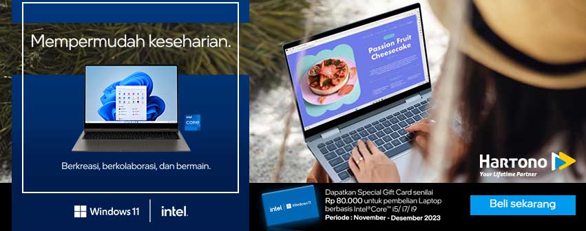 Promo Laptop Prosesor Intel® Core™ i5 / i7 / i9 Free Gift Card senilai 80rb periode hingga 31 Desember 2023
