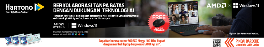 Laptop AMD Ryzen AI x Windows 11 Free Mouse Wireless dan Bonus Voucher Sodexo