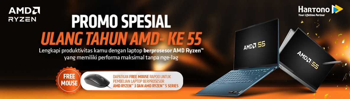 Free Mouse Wireless Rapoo untuk Notebook prosesor AMD Ryzen 3 & Ryzen 5 series