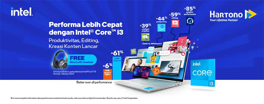 Laptop Intel Core i3 Free Bluetooth Headset