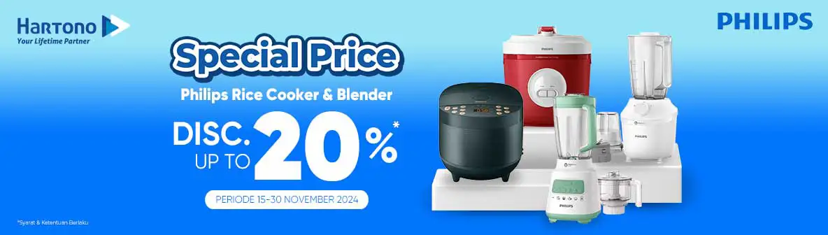 Philips Rice Cooker & Blender Diskon hingga 20%