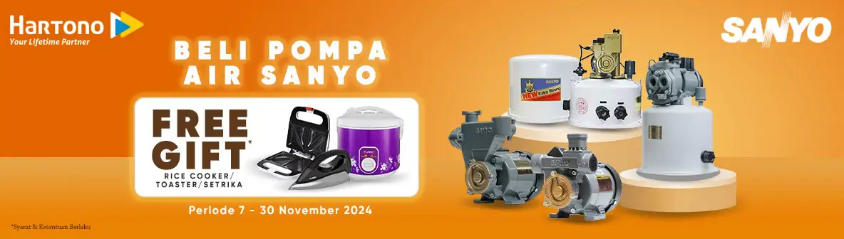 Sanyo Water Pump Free Gift Toaster, Rice Cooker & Setrika