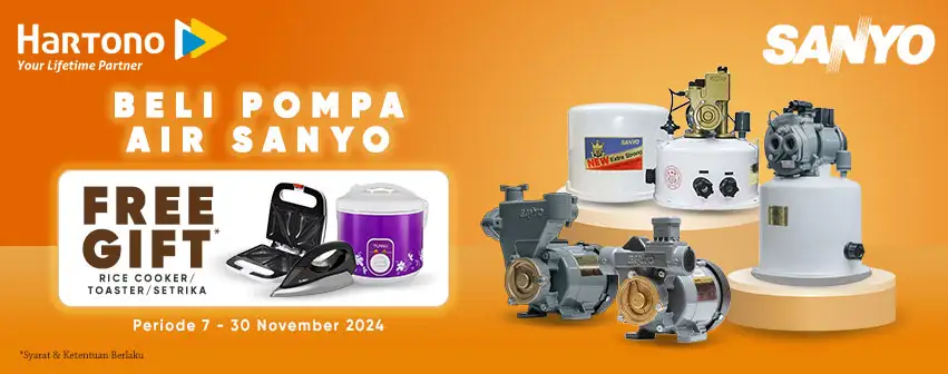 Sanyo Water Pump Free Gift Toaster, Rice Cooker & Setrika