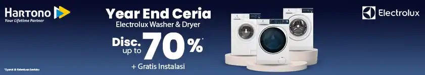 Electrolux Year End Ceria: Washer 70% off & Gratis Instalasi!