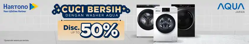 Cuci Bersih dengan Washer AQUA, Diskon Hingga 50%!