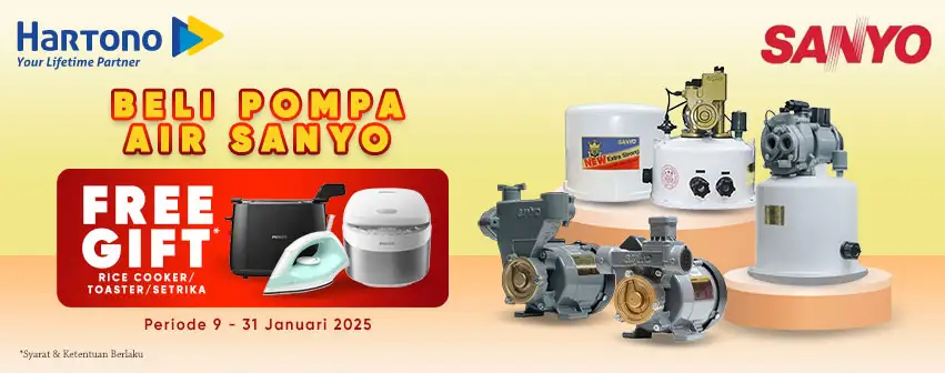 Sanyo Water Pump Free Gift Toaster, Rice Cooker & Setrika