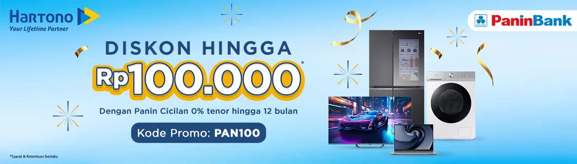 Belanja Elektronik Diskon Hingga 100 ribu dengan Kartu Kredit PaninBank Cicilan 0% tenor hingga 12 bulan.