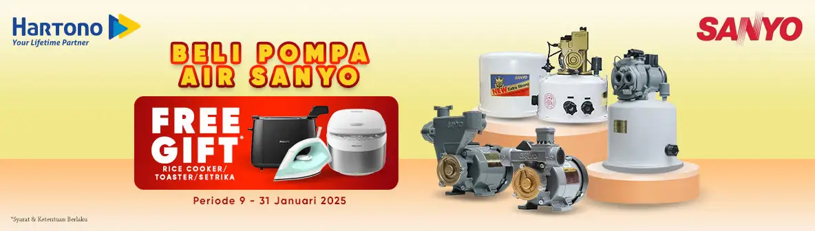 Sanyo Water Pump Free Gift Toaster, Rice Cooker & Setrika