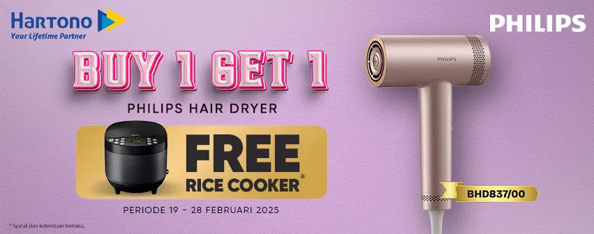 Philips Hair Dryer BHD837/00 Gratis Rice Cooker