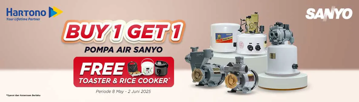 Beli Pompa Air Sanyo Gratis Hadiah!