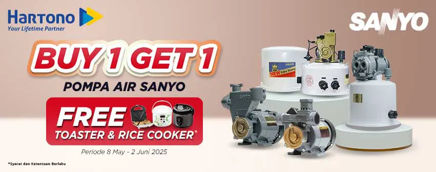 Beli Pompa Air Sanyo Gratis Hadiah!