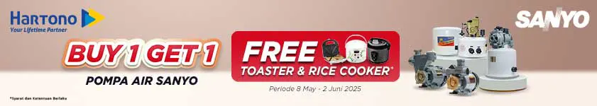 Beli Pompa Air Sanyo Gratis Hadiah!