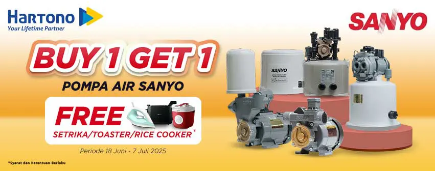 Beli Pompa Air Sanyo Gratis Hadiah!