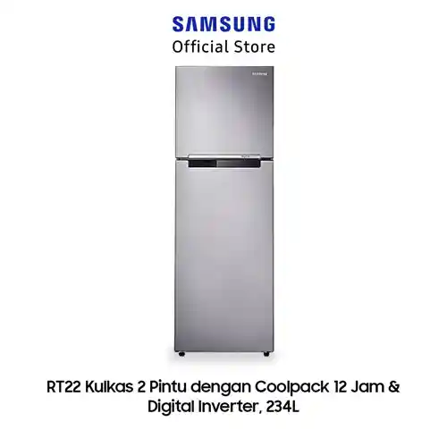 Samsung Kulkas 2 Pintu Kecil Coolpack 12 Jam & Digital Inverter [234 L] - RT22FARBDSA