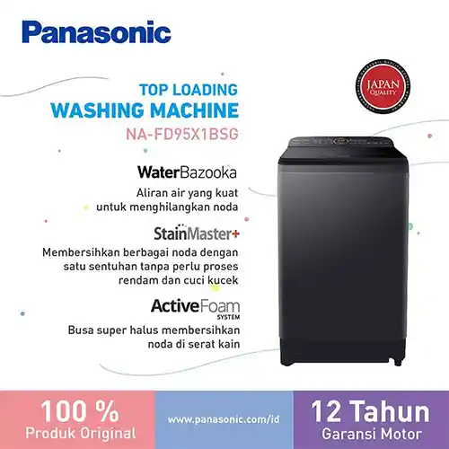 PANASONIC MESIN CUCI 1 TABUNG TOP LOAD WASHER NAFD95X1BSG