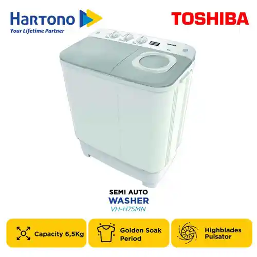 TOSHIBA MESIN CUCI 2 TABUNG SEMI AUTO WASHER VH-H75MN