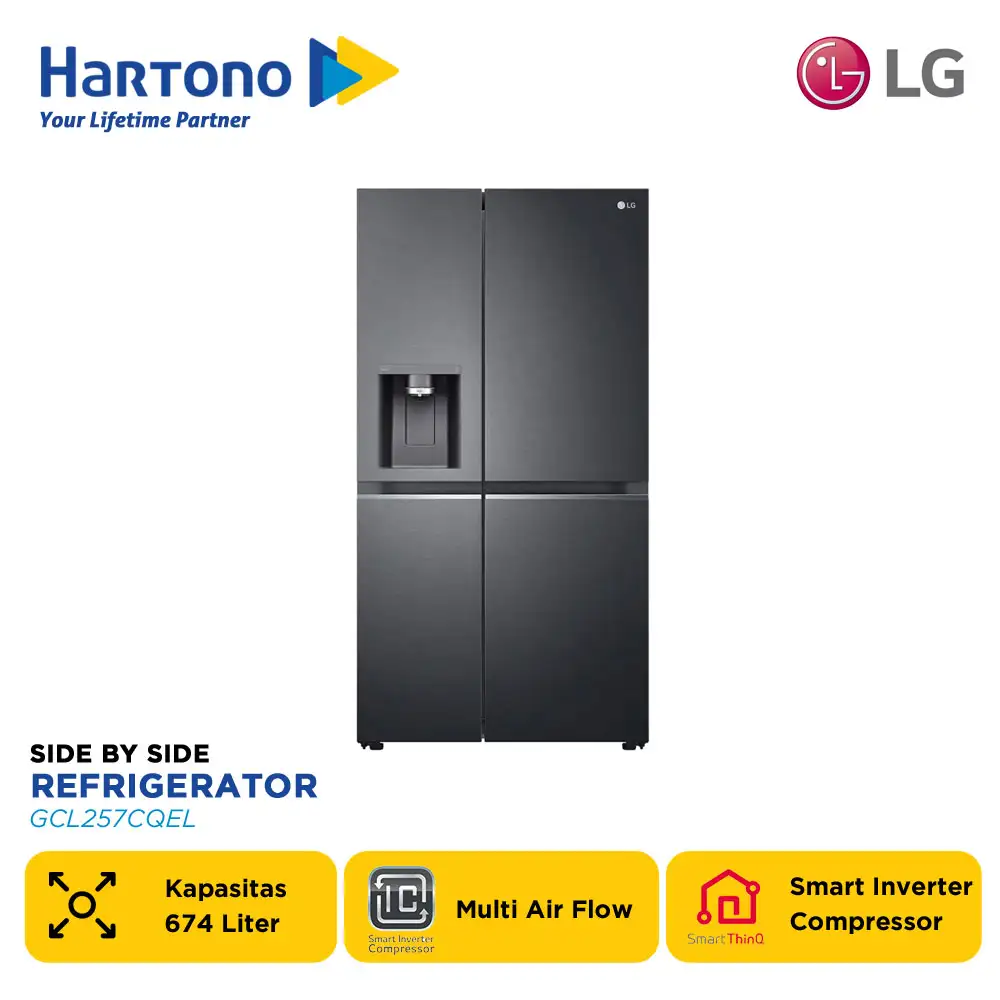 LG KULKAS SIDE BY SIDE REFRIGERATOR GCL257CQEL