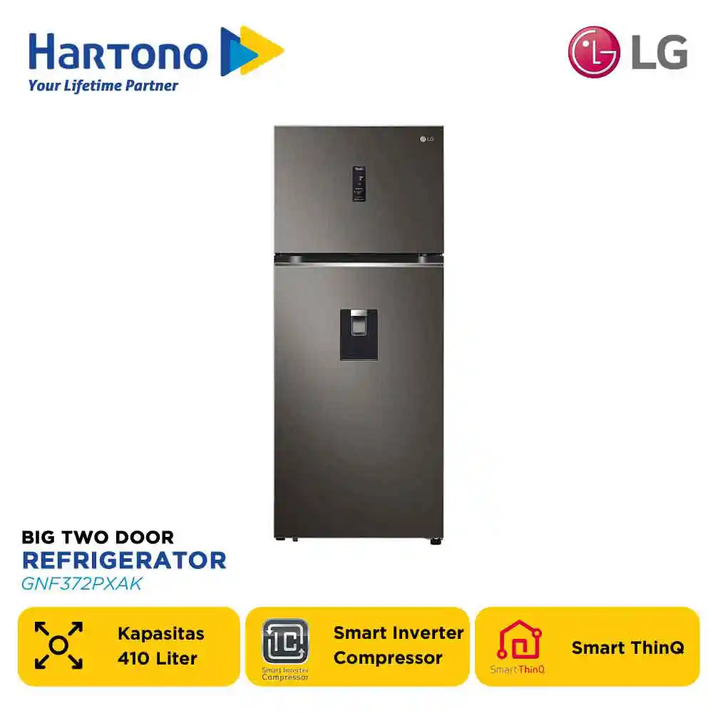 LG KULKAS 2 PINTU BESAR 2 DOOR BIG REFRIGERATOR GNF372PXAK