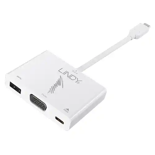 LINDY KABEL CONVERTER USB TYPE C TO VGA WITH USB TYPE A CABLE 43230