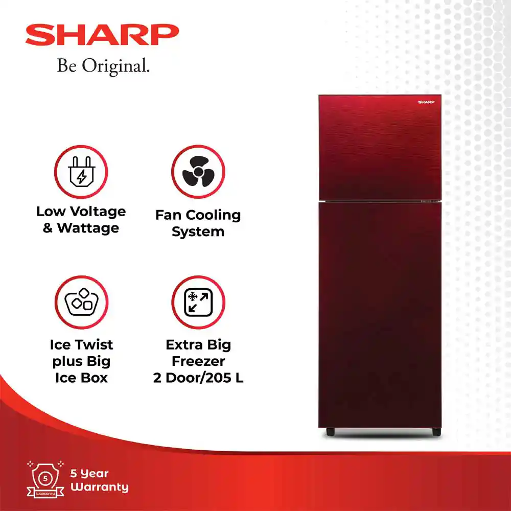 SHARP KULKAS 2 PINTU KECIL SMALL 2 DOOR REFRIGERATOR RED SJ246XGMR