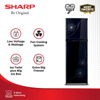 SHARP KULKAS 2 PINTU KECIL SMALL 2 DOOR REFRIGERATOR BLUE SJ317MGDB