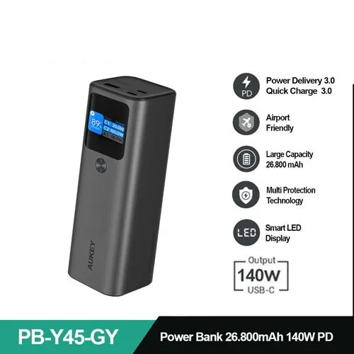 AUKEY POWERBANK Y45 27.600 MAH GREY AK_PB-Y45_GY