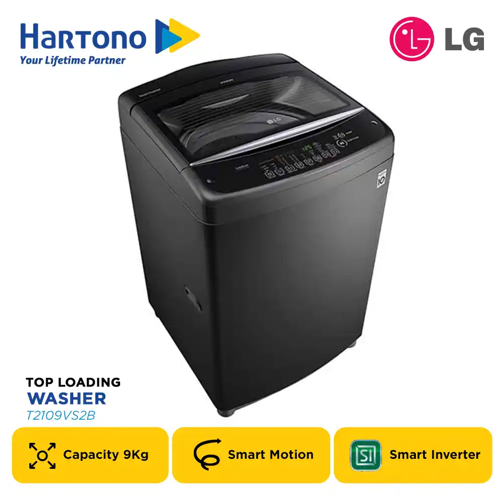 LG Mesin Cuci 1 Tabung Top Load Washer 9Kg Smart Inverter T2109VS2B