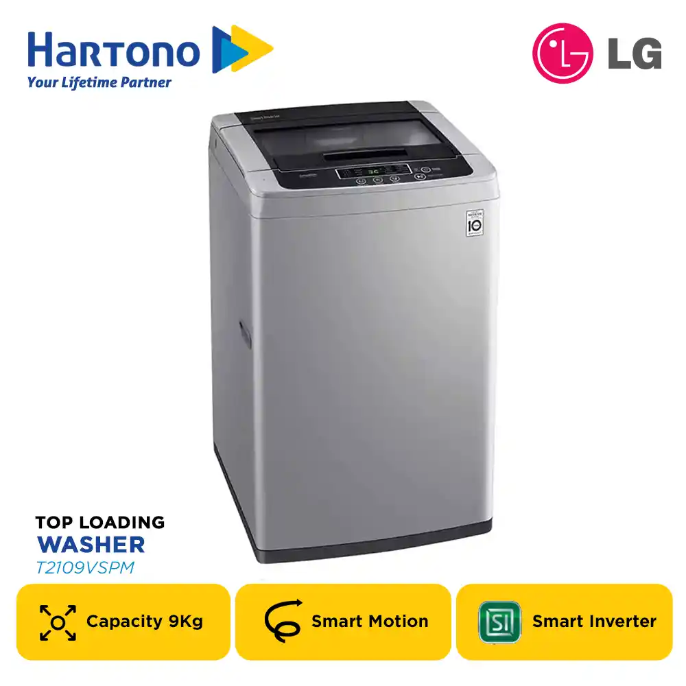 LG Mesin Cuci 1 Tabung Top Load Washer 9Kg Smart Inverter T2109VSPM