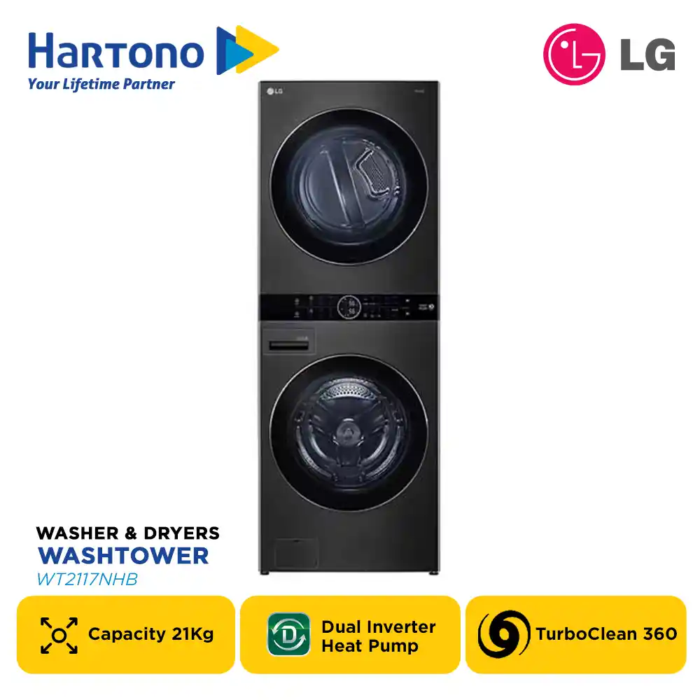 LG MESIN CUCI WASHER AND DRYERS 21 KG WASHTOWER WT2117NHB