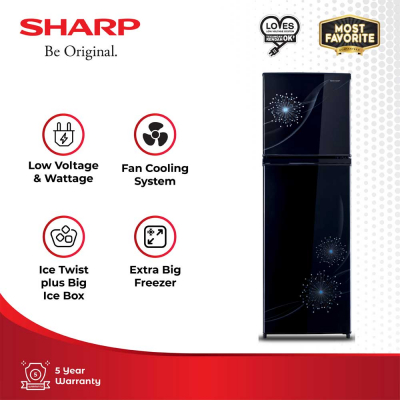 SHARP KULKAS 2 PINTU KECIL SMALL 2 DOOR REFRIGERATOR BLUE SJ317MGDB